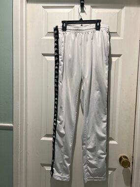 Kappa White Pants with Black Kappa Logo Side Tape